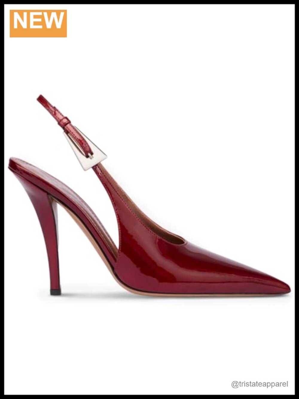 Slingback Pointed Toe Stiletto Heels Patent Leather Buckle Strap Pumps